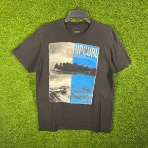 Rip Curl Graphic T Shirt Black Slim Fit Live the Search Established‎ 1999 Y2K